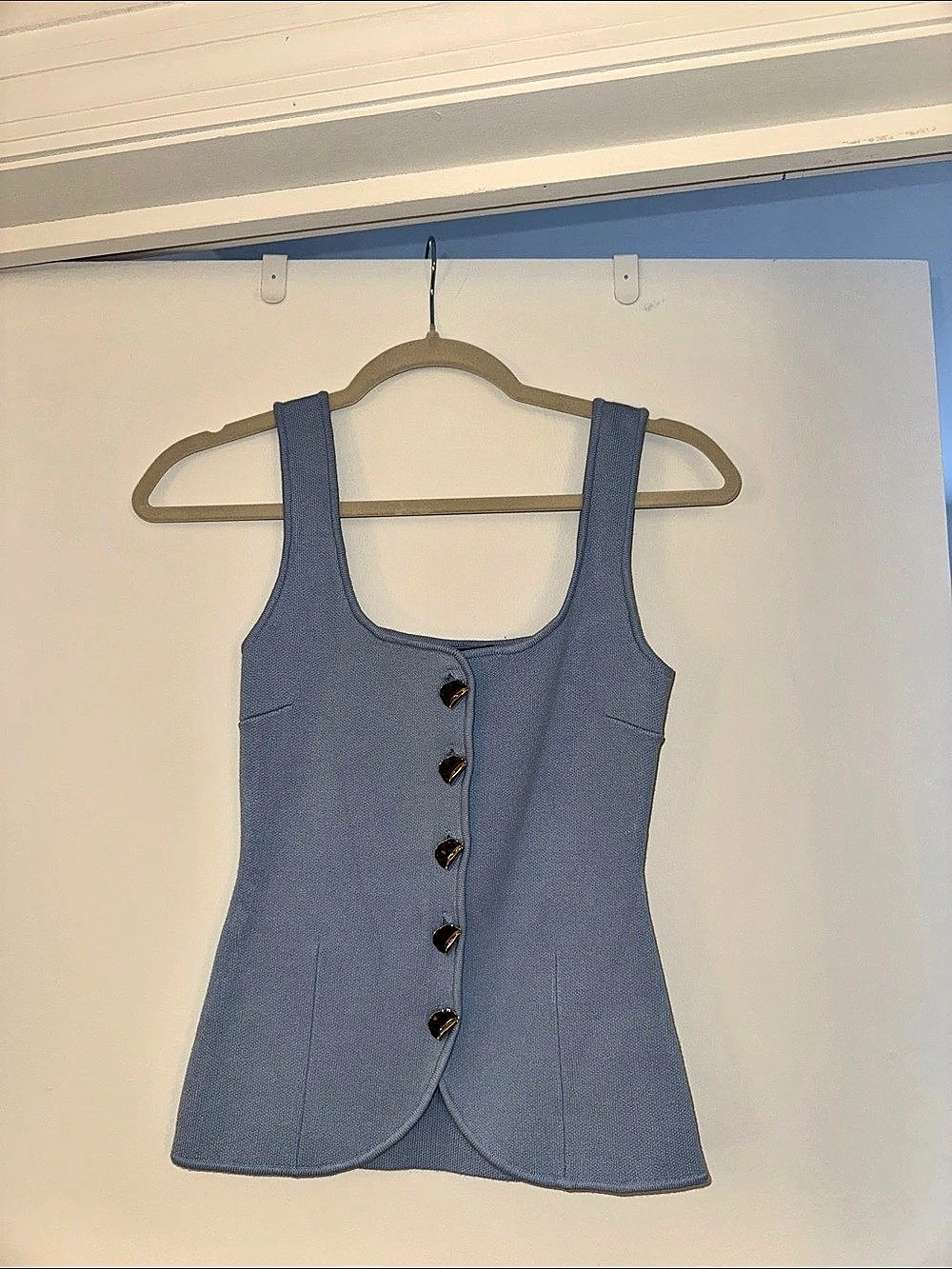 Zara Blue Button-Front Tank Top - Picture 1 of 1